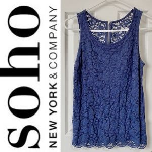 Lace navy sleeveless top